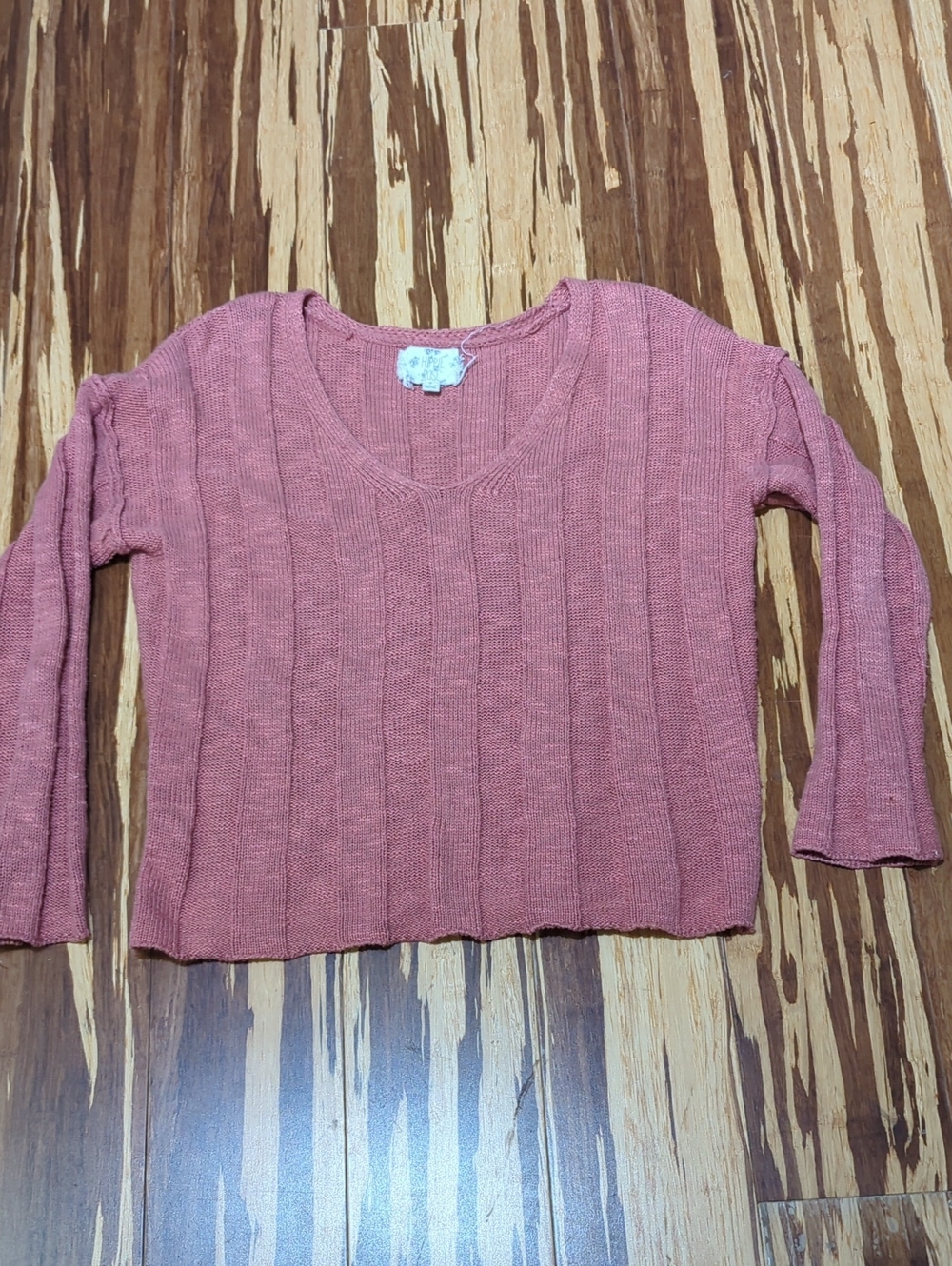 Hippie Rose Ribbed V-Neck Sweater - Rose Pink